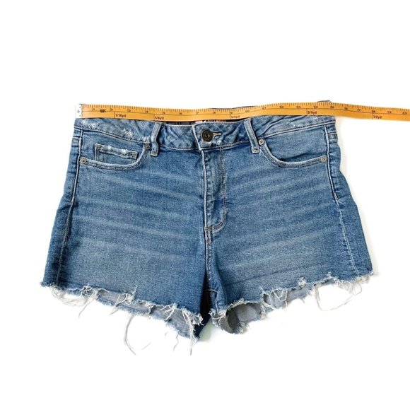 Paige Denim Cut Off Jean Shorts Size 28 Stretchy Raw Hem Frayed Distressed Beach - Picture 13 of 16